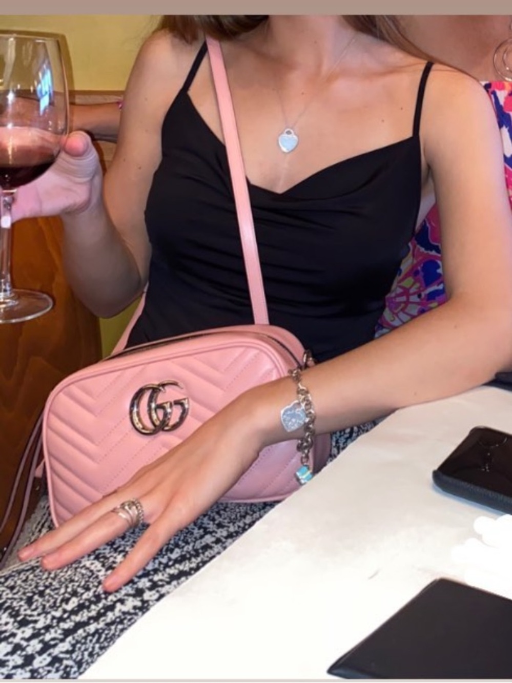 Gucci Pink Chevron Quilted Leather Crossbody with Double G - Picture 16 of 16
